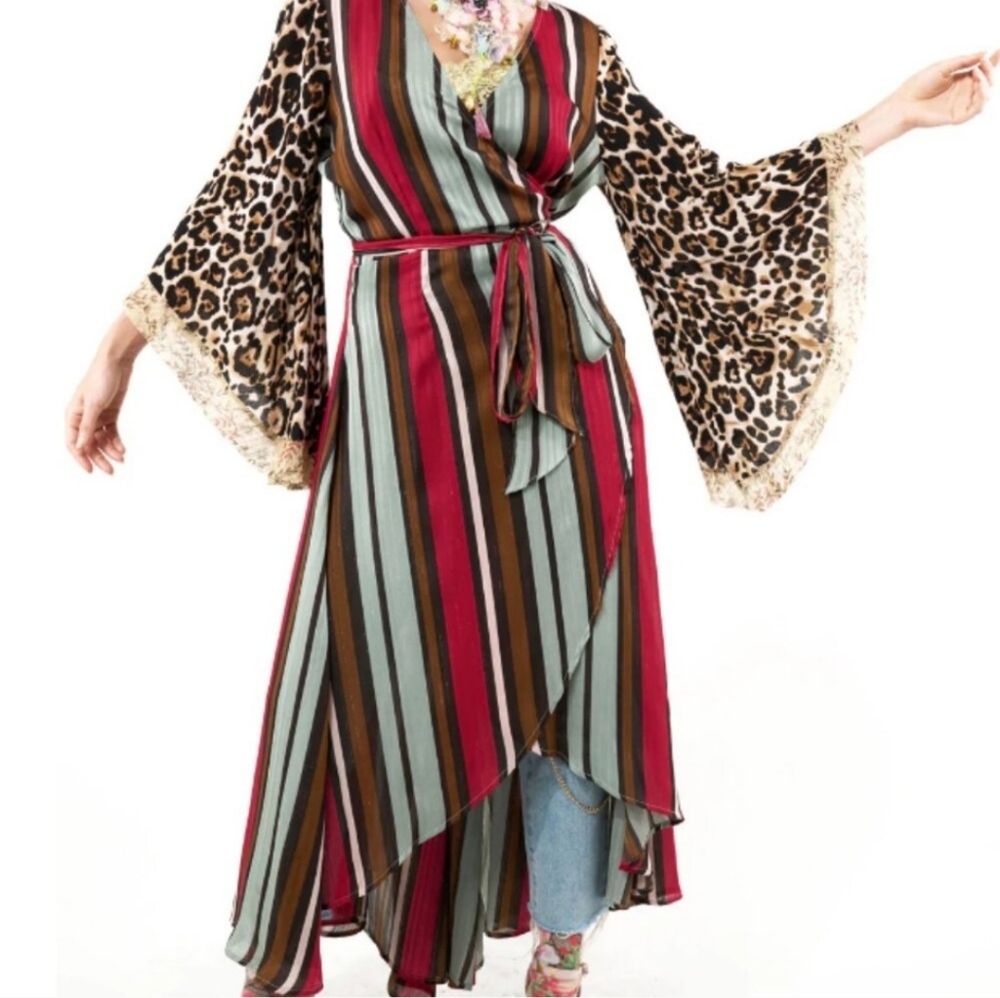 NWT Aratta Charlotte Stripe Wrap Dress Medium